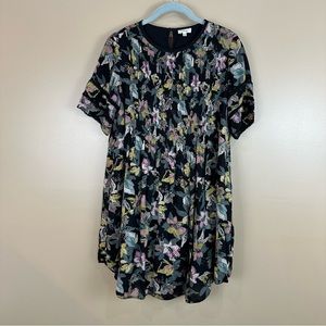 Aritzia Wilfred Sonore Black Floral Pintuck Pleated Crochet Detail Dress Small